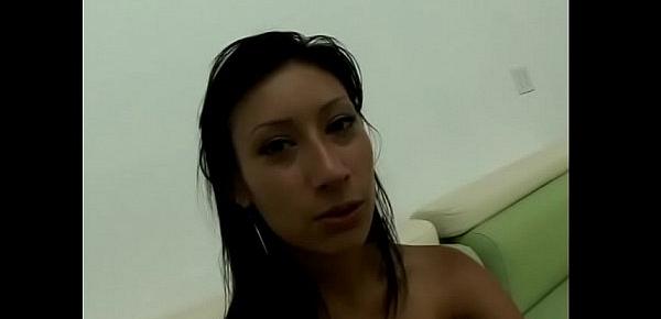  Nice pov blowjob from a gorgeous young brunette with a perfect little body Raven Alba